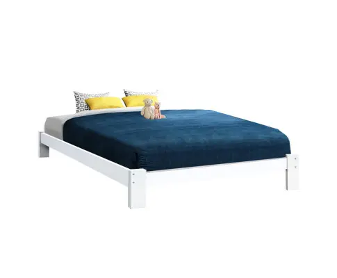 Artiss Bed Frame Queen Size Wooden White JADE