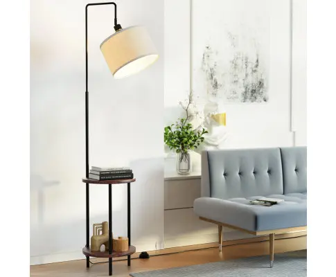 Artiss Floor Lamp 2 Tier Shelf Storage LED Light Stand Home Room Adjustable Head