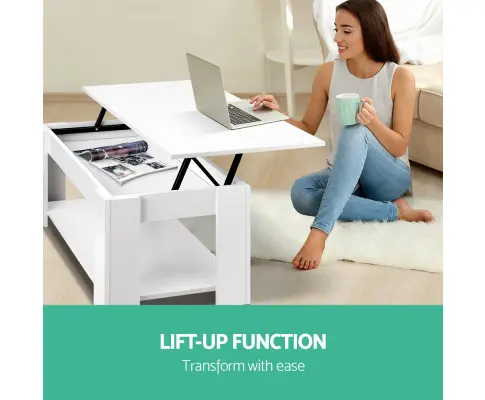 Artiss Coffee Table Lift-top Coffee Table White