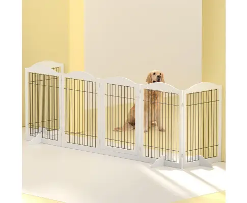 i.Pet Dog Playpen Enclosure 6 Panel Pet Fence Wooden Play Pen