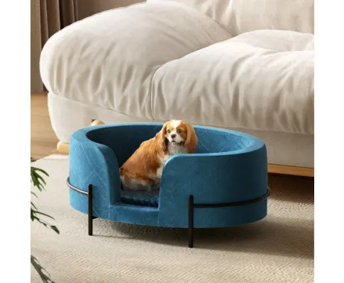 i.Pet Pet Bed Dog Sofa Lounge Cat Calming Couch Raised Blue