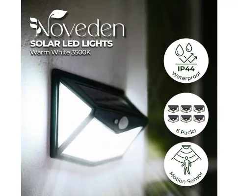 NOVEDEN 6 Packs Solar LED Lights with 3 Light Modes (Black)