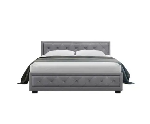 Artiss Bed Frame Queen Size Gas Lift Grey TIYO