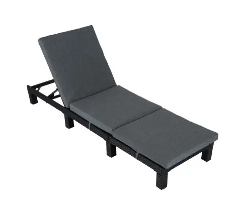 Black Rattan Sunbed with Adjustable Recline