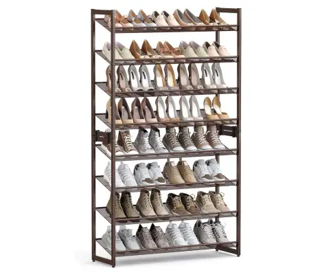 SONGMICS 8-Tier Shoe Rack Storage 32 pairs with Adjustable Shelves Bronze