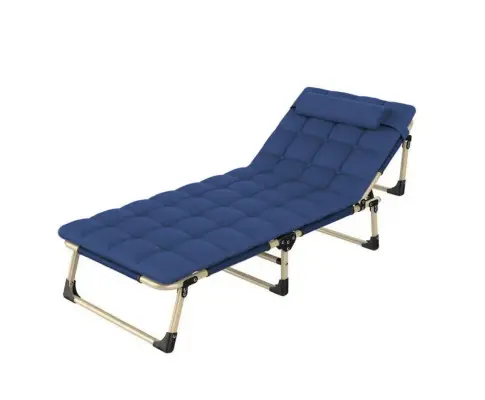 KILIROO Adjustable Portable Folding Bed with Mattress and Headrest (Blue)