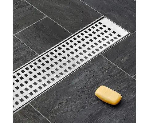 900mm Bathroom Shower Stainless Steel Grate Drain w/Centre outlet Floor Waste Square Pattern