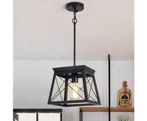 Farmhouse Pendant Light Rustic Lantern Chandelier Black