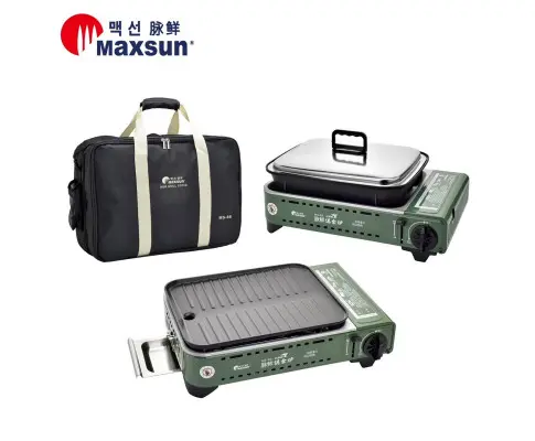 Portable Gas BBQ Stove PRO Grill Plate Burner Butane Camping Gas Cooker With Non Stick Pan and Lid