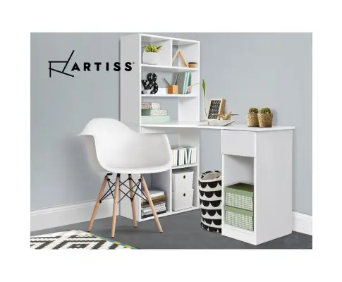 Artiss Computer Desk Bookshelf Drawer Cabinet White 120CM