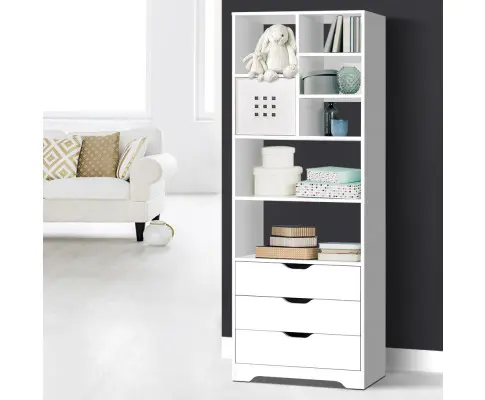 Artiss Bookshelf with Drawers - NANA White