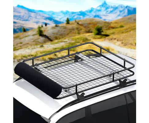 Giantz Universal Car Roof Rack Basket Luggage Vehicle Cargo Carrier 123cm Black