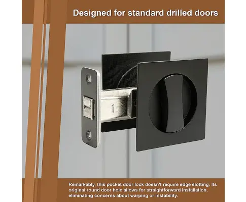 2x Contemporary Entry Square Pocket Door Hardware with Key