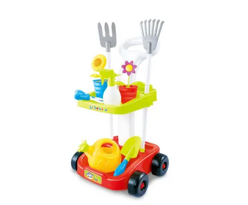 Children's Gardening Trolley Set with Fake Garden Tools for Toddlers