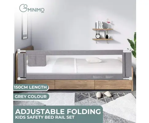 GOMINIMO 90CM Height Adjustable Folding Kids Safety Bed Rail (150X90CM Single Side 1 PCS, Grey)