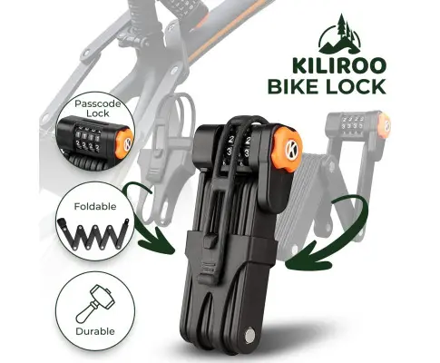 KILIROO Bike Folding Lock with Password Lock Anti-Theft (Black)