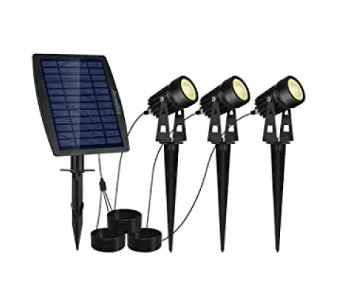 3 x LED Spotlights Powered Solar Garden Lights Outdoor Waterproof (Warm White)