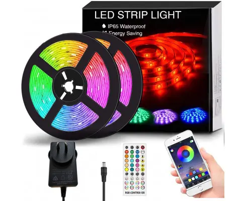 12M LED Strip Lights Rope Light for Bedroom and Home (5050 Lights Strip App with Remote Control)