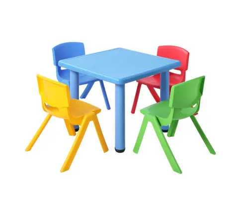 Keezi 5PCS Kids Table and Chairs Set Children Study Desk Furniture Plastic 4 Chairs