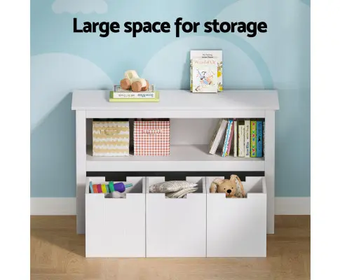 Keezi Kids Bookshelf 3 Drawers Storage Children Bookcase Toy Organiser Display