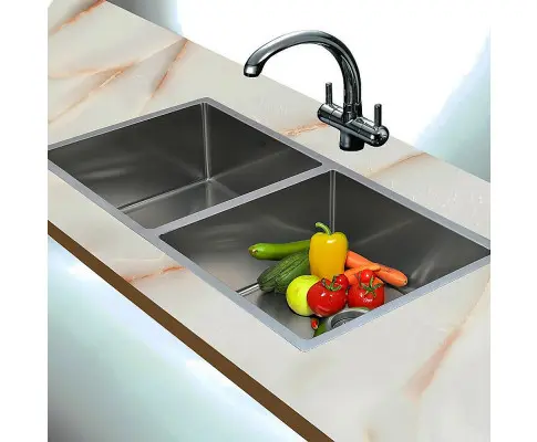 865x440mm Handmade Stainless Steel Undermount / Topmount Kitchen Sink with Waste