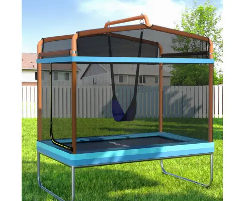 Everfit 6FT Trampoline for Kids w/ Enclosure Safety Net Swing Rectangle Orange