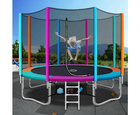 Everfit 12FT Trampoline for Kids w/ Ladder Enclosure Safety Net Pad Gift Round