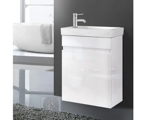 Cefito 400mm Bathroom Vanity Basin Cabinet Sink Storage Wall Hung Ceramic Basins Wall Mounted White