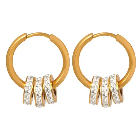 Three rings of bling gold earrings - Gold Plated Tarnish Free Jewellery