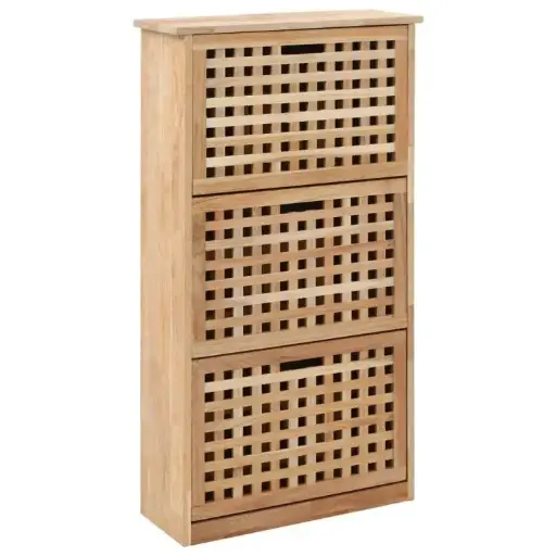 SHOE STORAGE CABINET 55X20X104 CM SOLID WALNUT WOOD