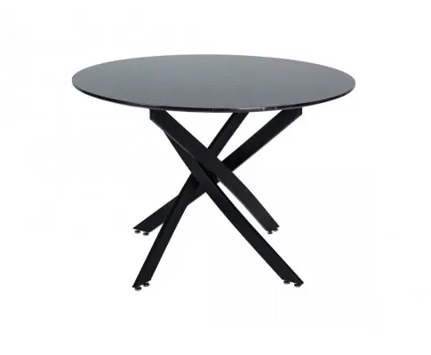 Round Marble-Effect Table-Black