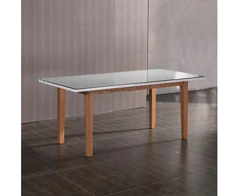 Dining Table White Top High Glossy Wooden Base