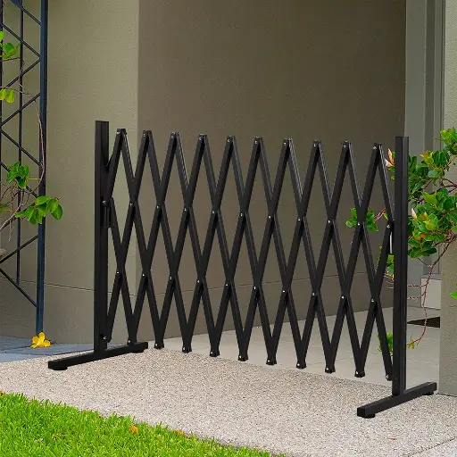 Garden Security Fence Gate Expandable Black