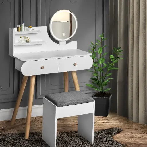 Levede Dressing Table Stool LED Mirror