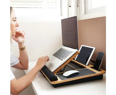 CARLA HOME Bamboo Laptop Lap Desk with Cushion