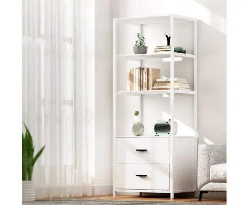 Artiss Bookshelf Display Shelf 2 Drawers 152CM White