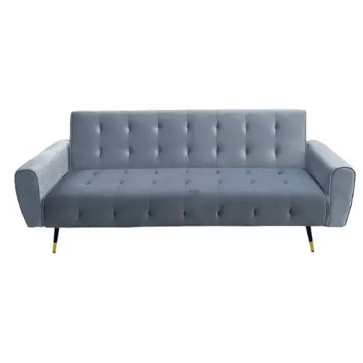 AVA TUFTED VELVET SOFA BED BY SARANTINO - LIGHT GREY