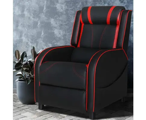 Artiss Recliner Chair Gaming Chair Leather Black Serik