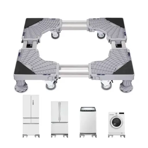 Adjustable Appliance Mobile Stand - Locking Wheeled Trolley for Washing Machine Fridge