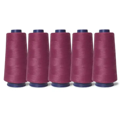 5x Cerise Cherry Pink Sewing Overlocker Thread - 2000m Hemline Polyester Spools