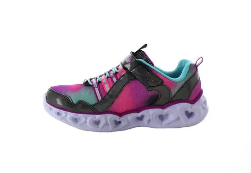 Kids Skechers Heart Lights Rainbow Lux Black/Multi Girls Light Up Sneakers [US 11.5-13.5]