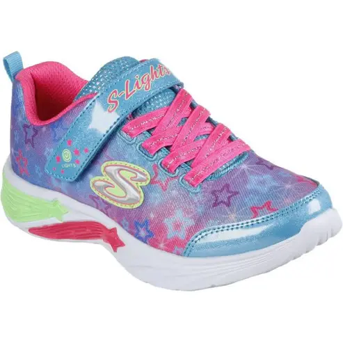 Kids Skechers Star Sparks Turquoise/Multi Comfy Running Shoe [US 2-4]