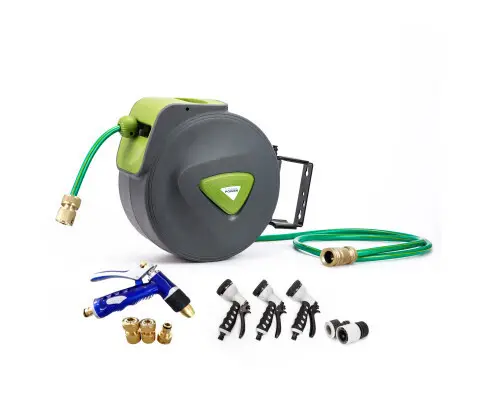 Dynamic Power Garden Water Hose 20M Retractable Rewind Reel + Brass Gun