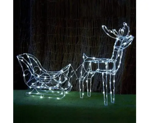 Solar LED Sleigh with Reindeer - 80 cm