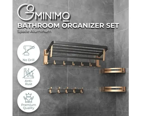 Gominimo Bathroom Wall Mount Black Gold Accessories Set (A)