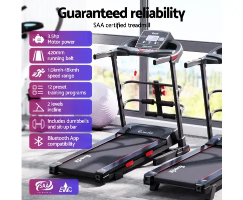 Everfit Treadmill Electric Home Gym Fitness Exercise Machine w/ Sit Up Bar 420mm