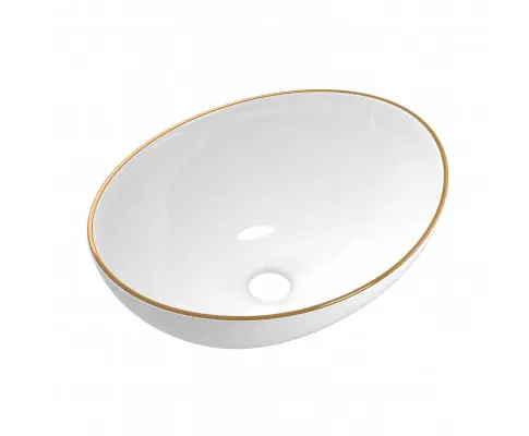 Cefito Bathroom Basin Ceramic Vanity Sink Hand Wash Bowl Gold Line 41x34cm