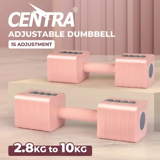 Centra 2x5kg Adjustable Dumbbell Set Pink