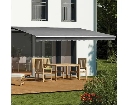 Outdoor Folding Arm Awning Retractable Sunshade Canopy Grey 4.0m x 2.5m