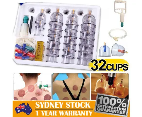 32 Cups Vacuum Cupping Set Massage Kit Acupuncture Suction Massager Pain Relief